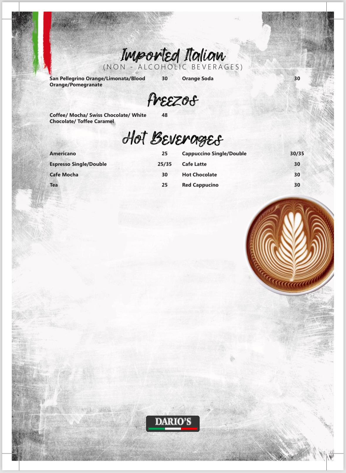 Dario's Restaurant меню