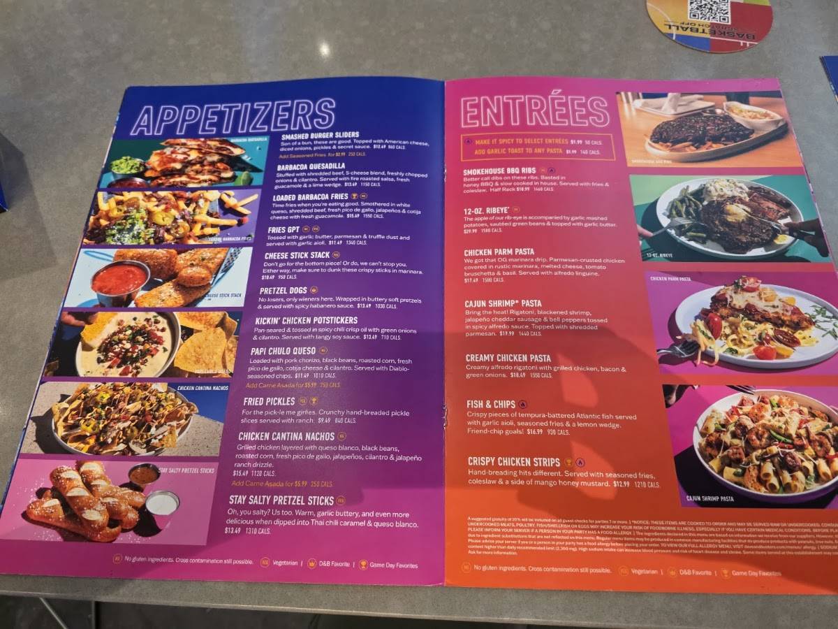 Dave & Buster's Reno меню