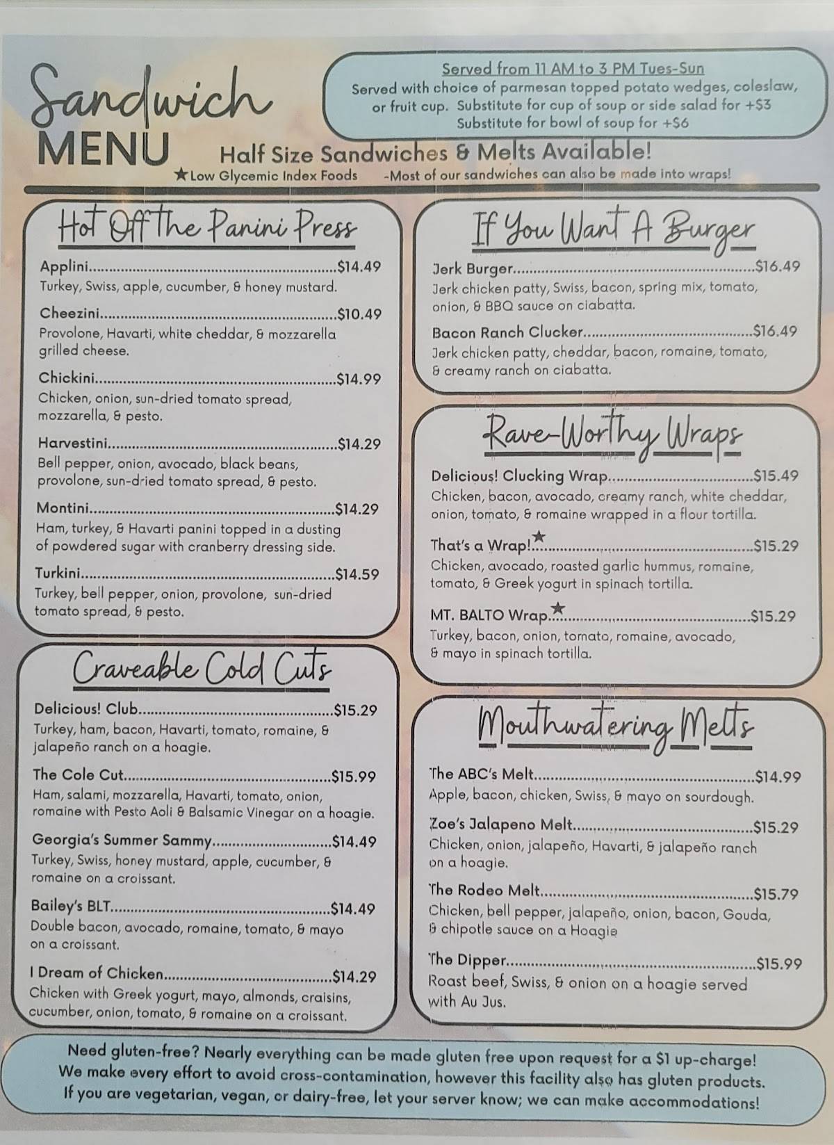 Delicious! Cafe меню
