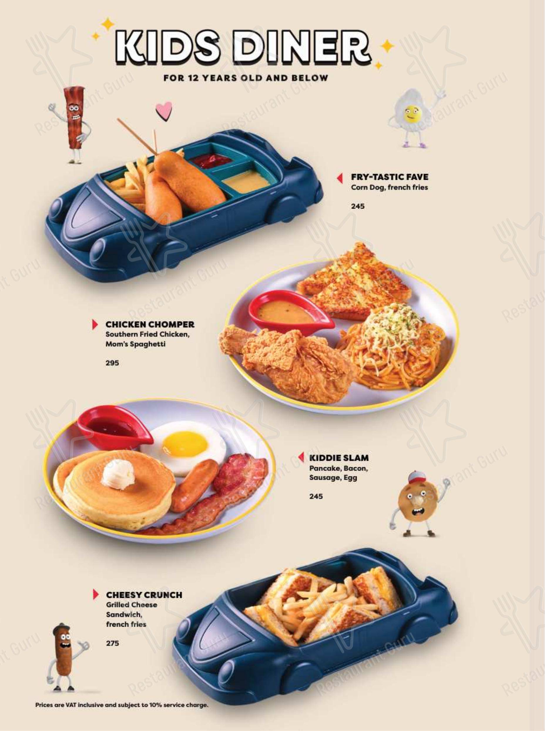 Меню ресторана Denny's - Меню