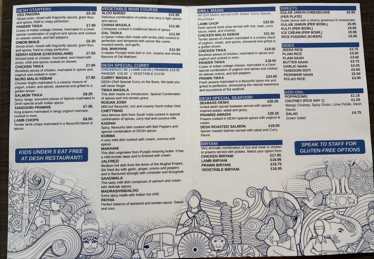 Desh Restaurant меню