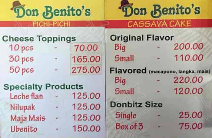 Don Benito's меню