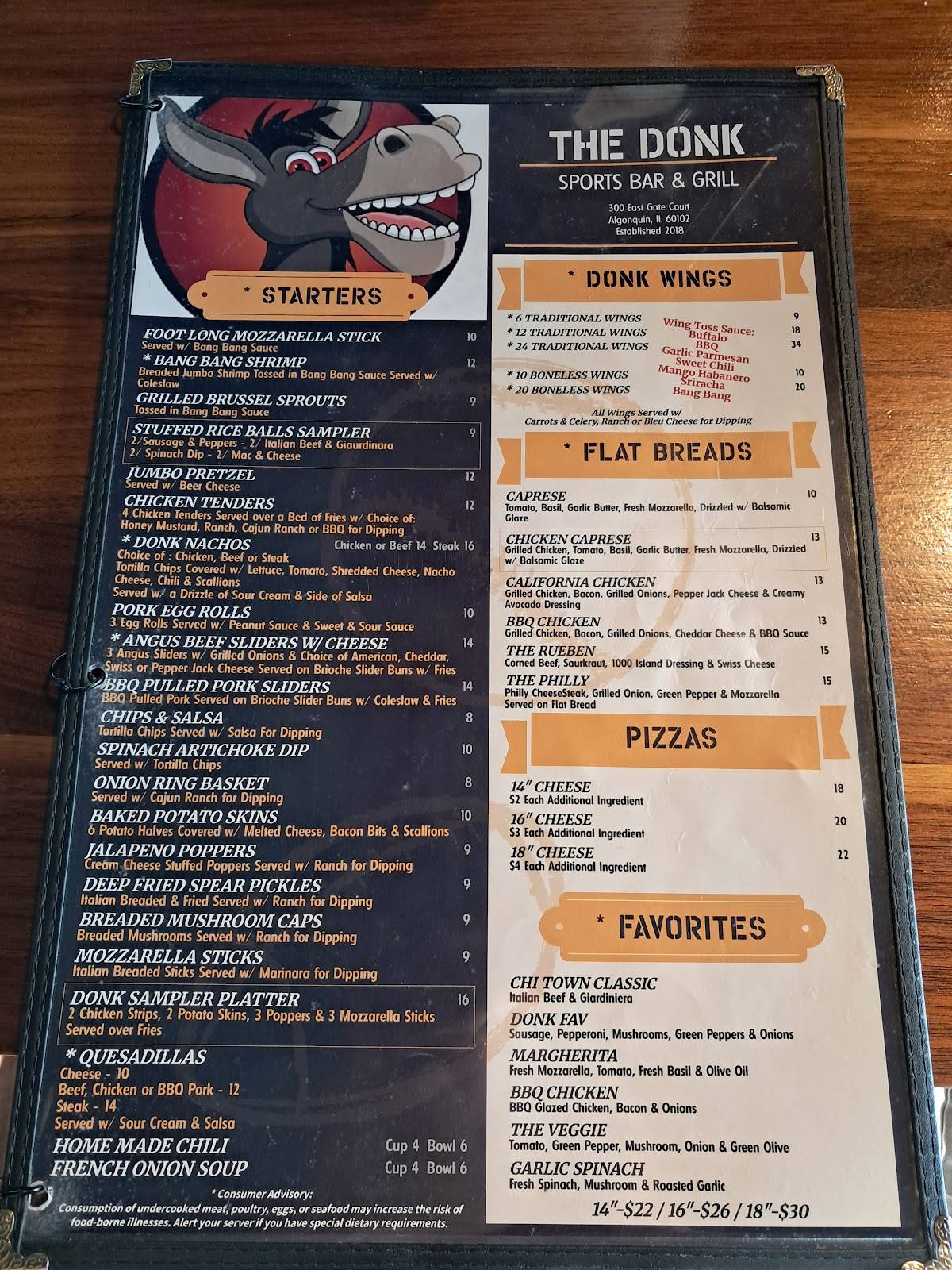 Donkey Inn Bar and Grill меню