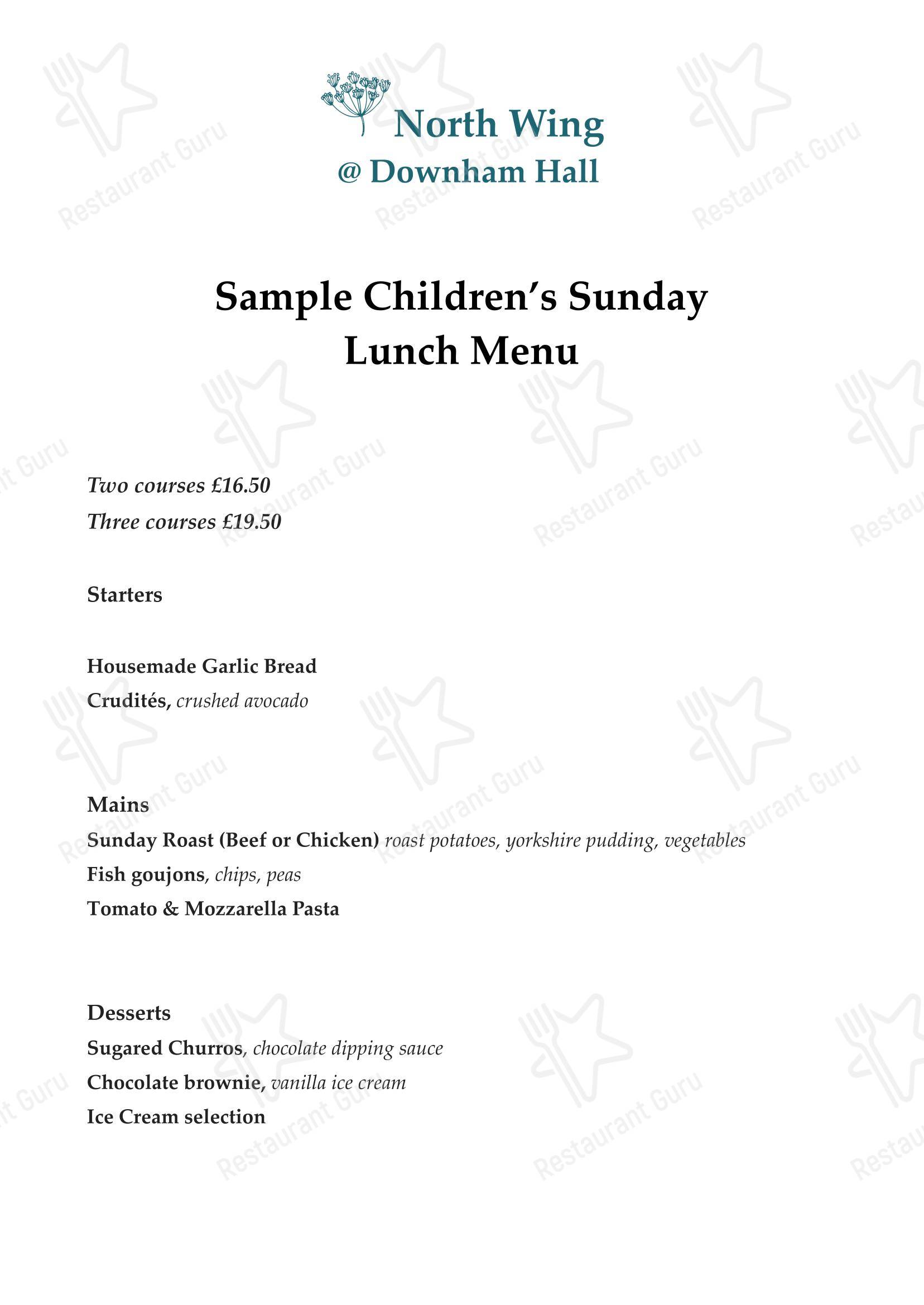 Меню ресторана Downham Hall - OUR MENU