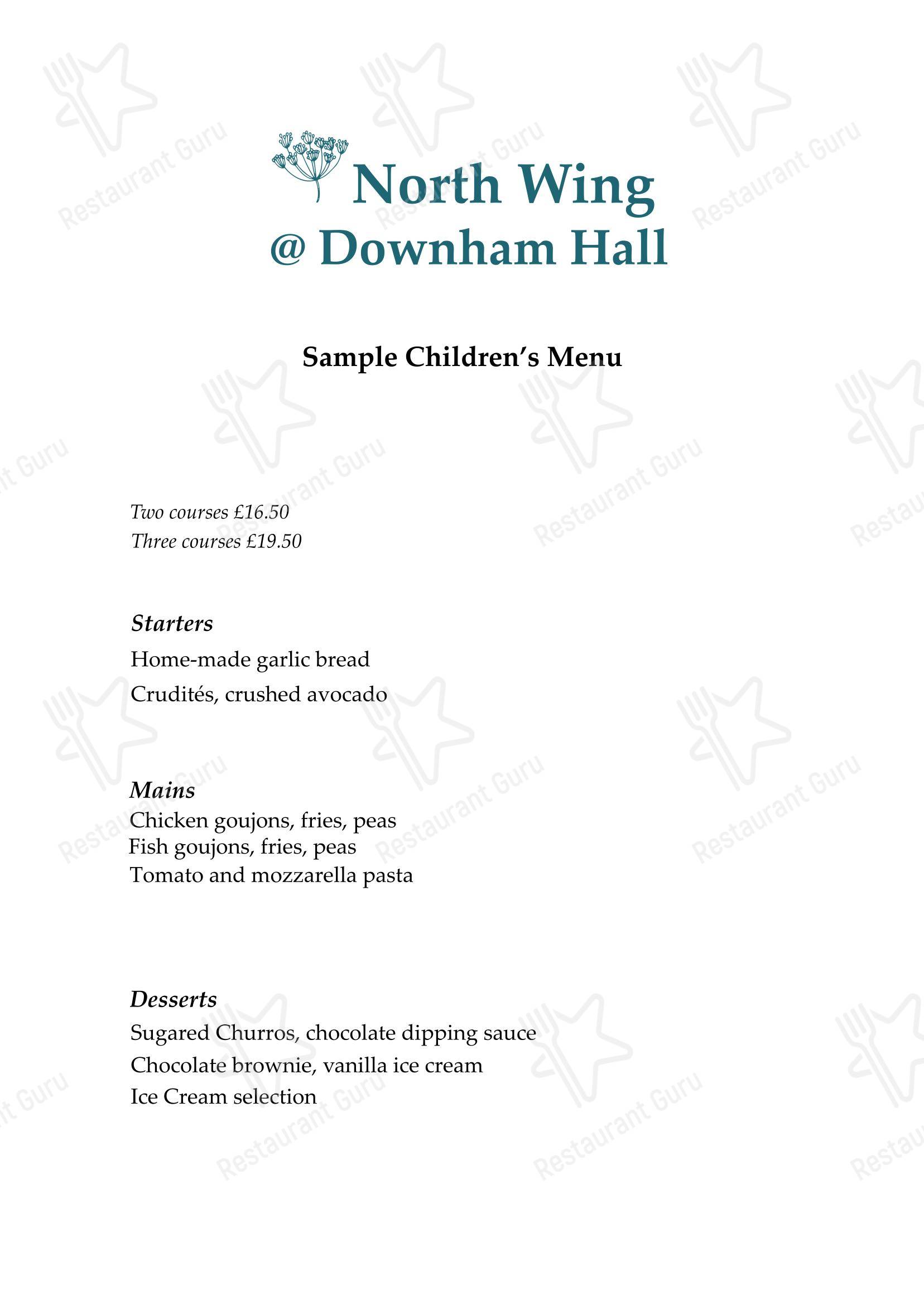 Downham Hall в Рамсдене Хит - Lunch Menu