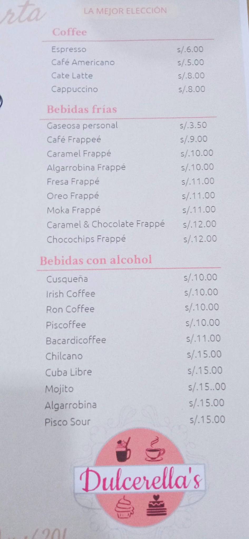 Dulcerella's меню