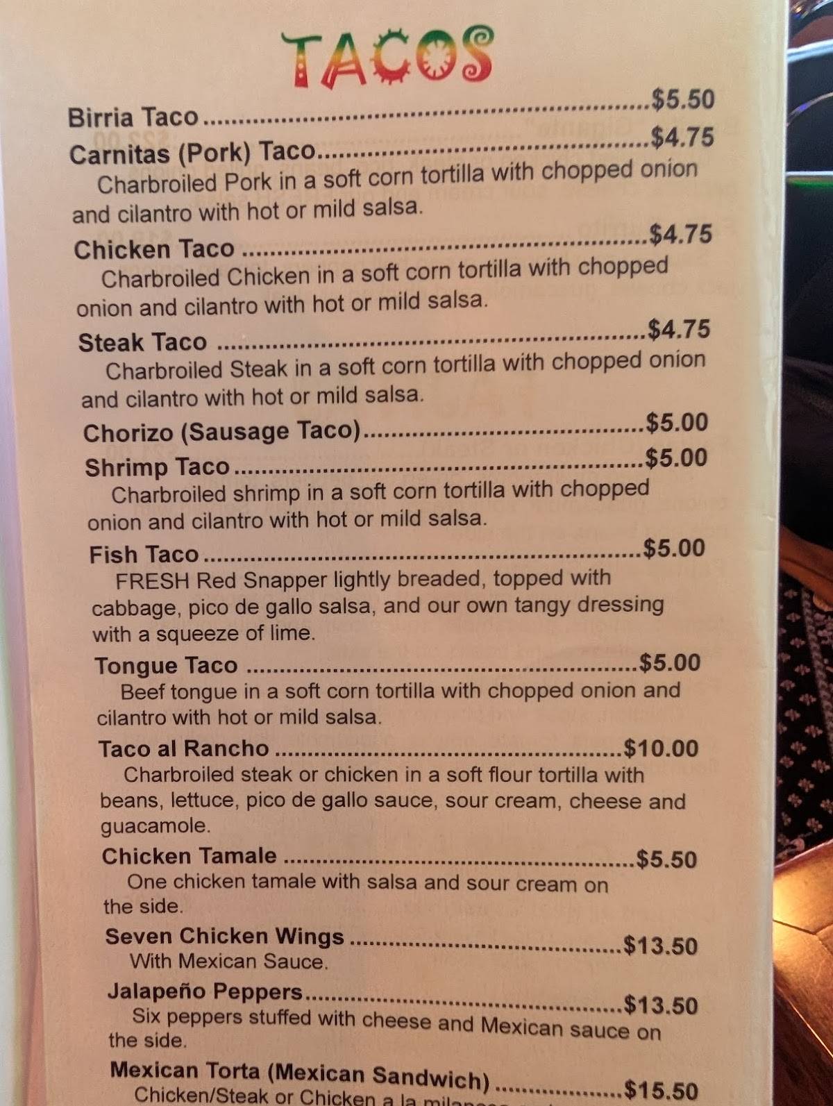 EL Ranchito Mexican Grill меню