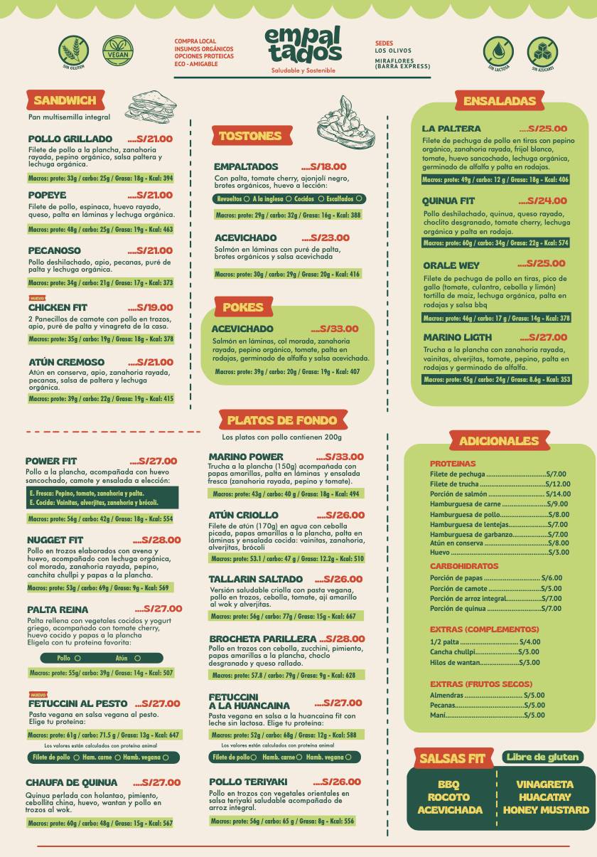 EMPALTADOS - BAR SALUDABLE меню