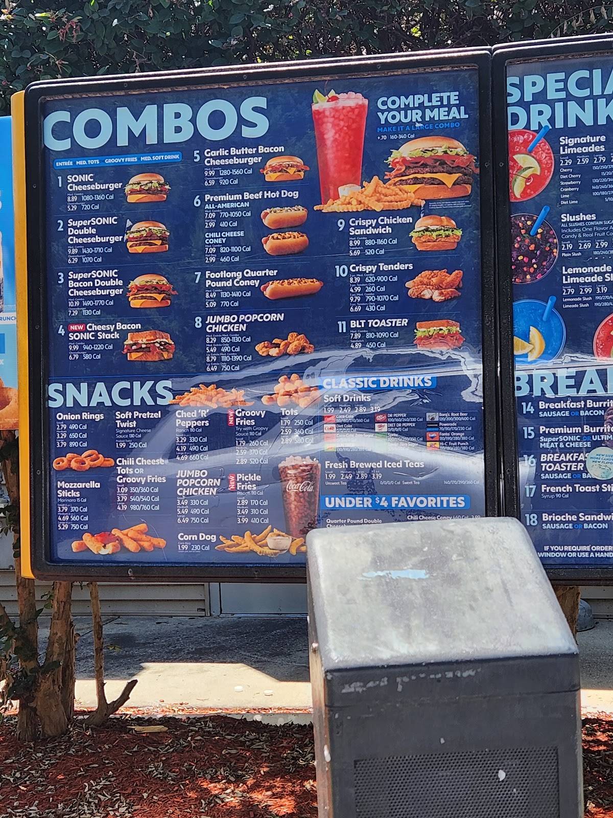 Sonic Drive-In меню