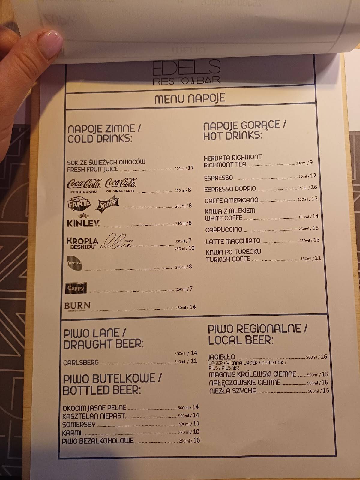 Edels Resto&Bar меню