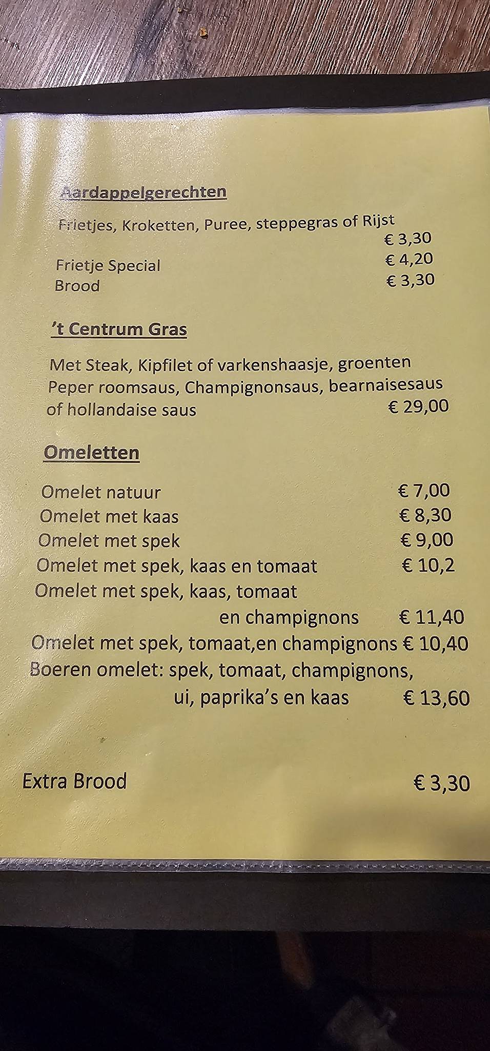 Eetcafé Centrum меню