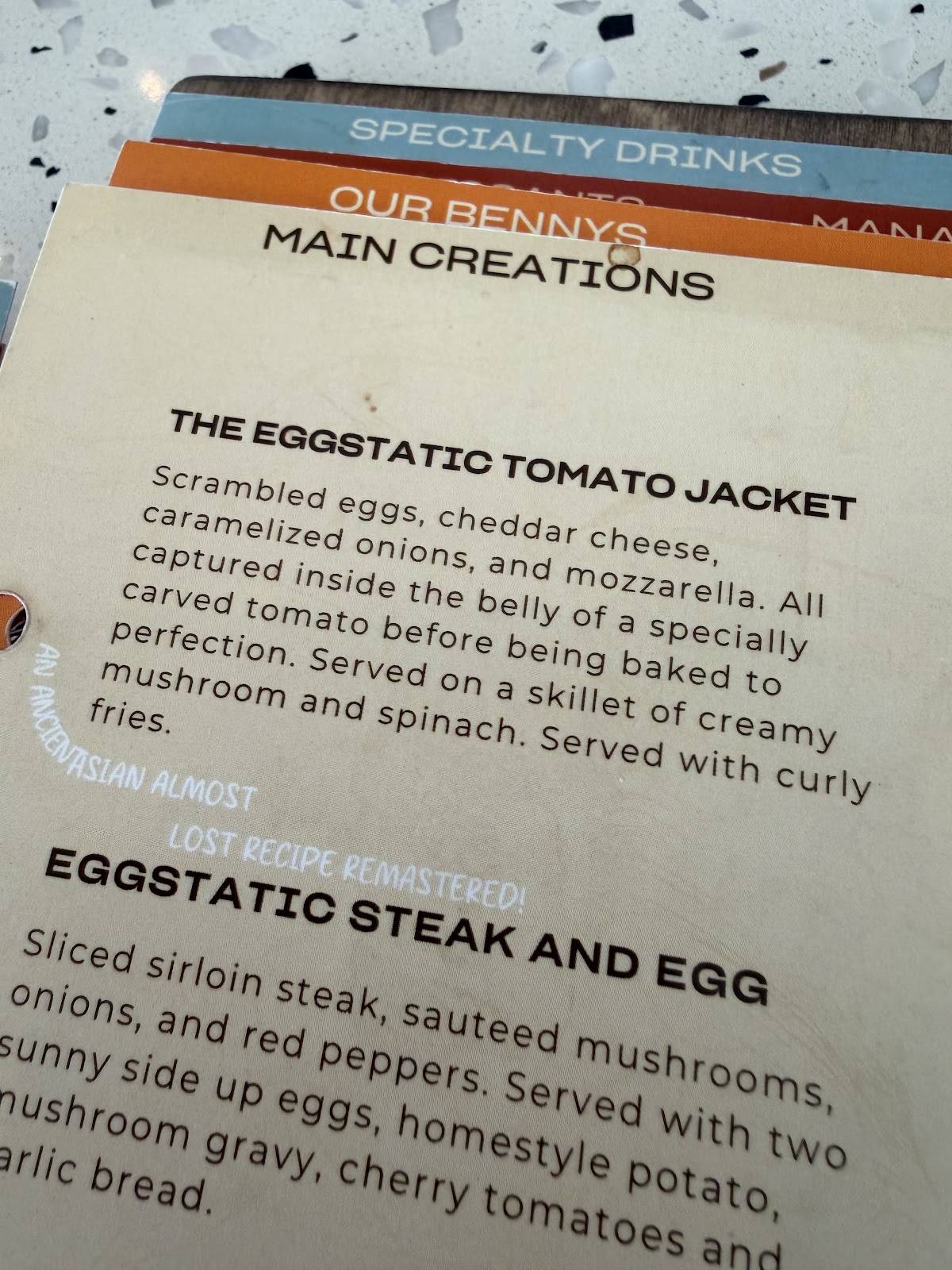 Eggstatic Waterloo меню
