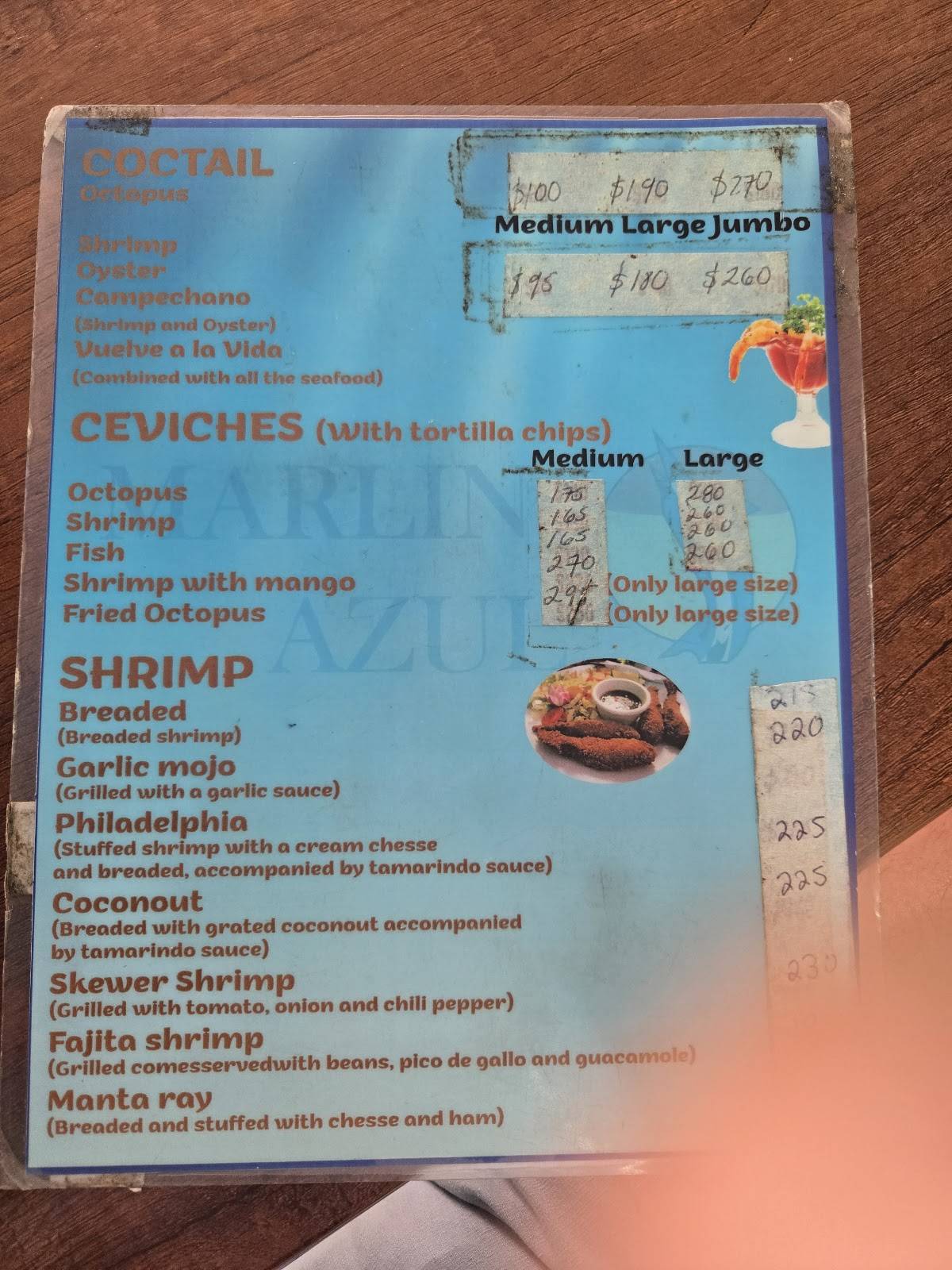 El Marlin Azul меню