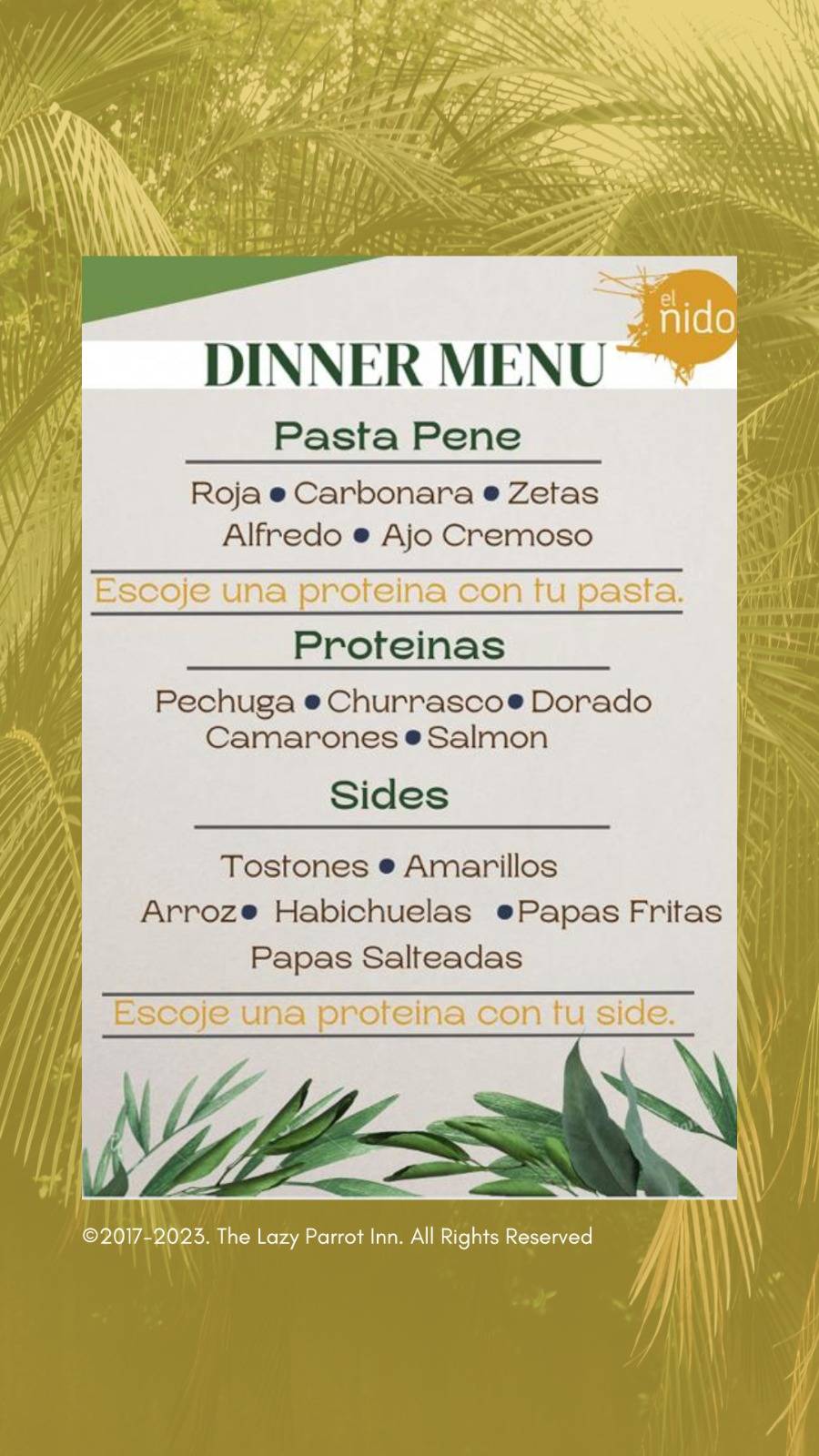 El Nido Poolside Restaurant меню