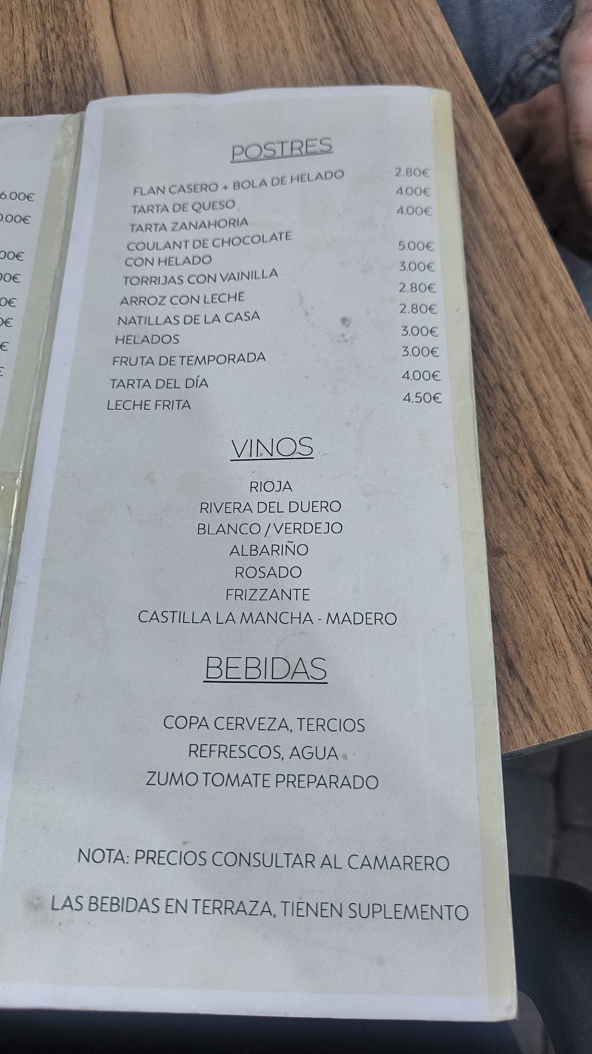 El Recuerdo меню