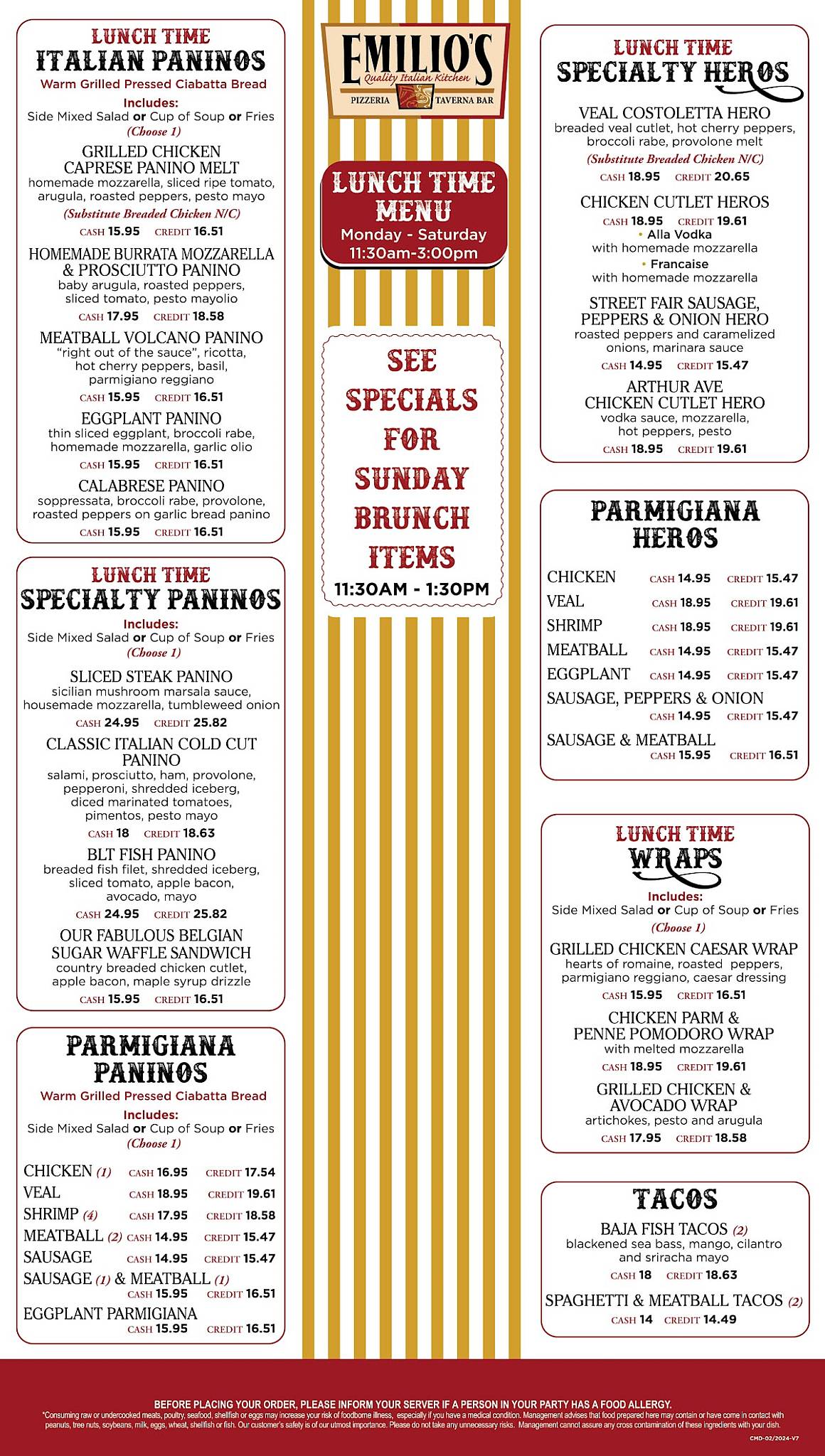 Emilio's – Italian Restaurant & Pizzeria in Commack NY меню