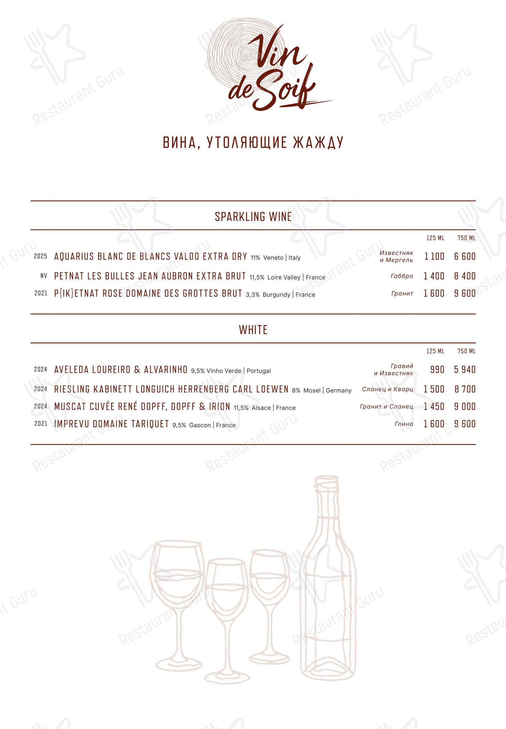 Меню ресторана Eno Bistro - Меню напитков