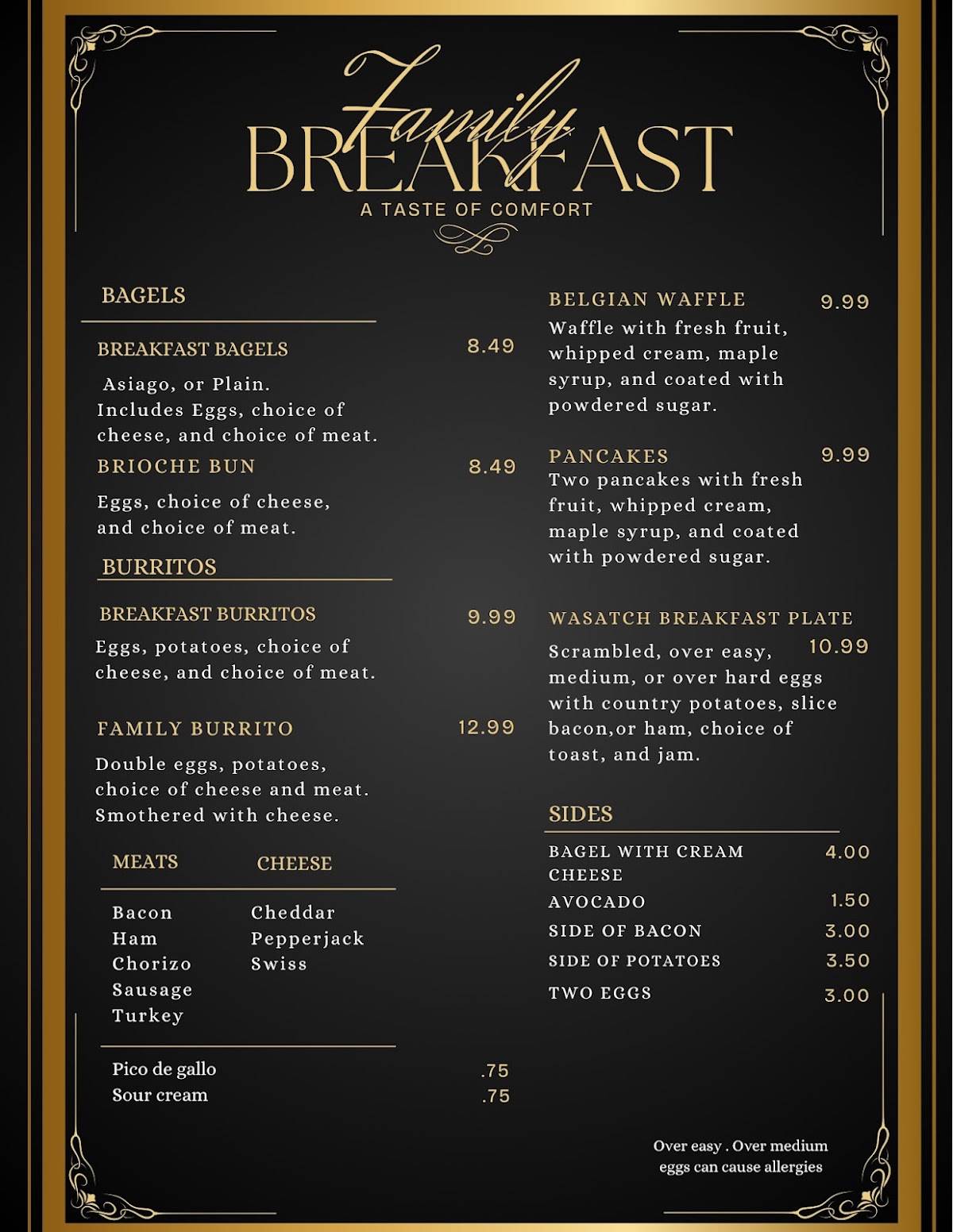 Family Breakfast меню