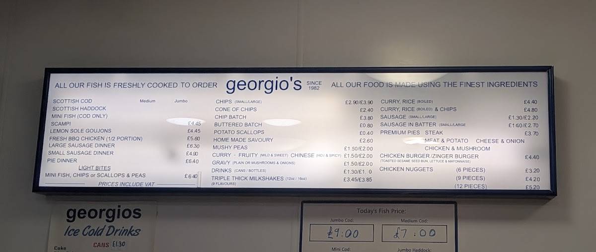 Georgios fish and chips меню