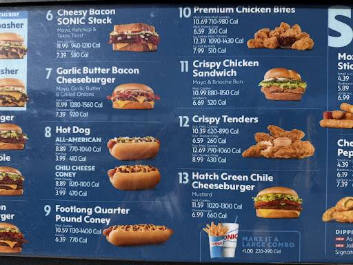Sonic Drive-In меню