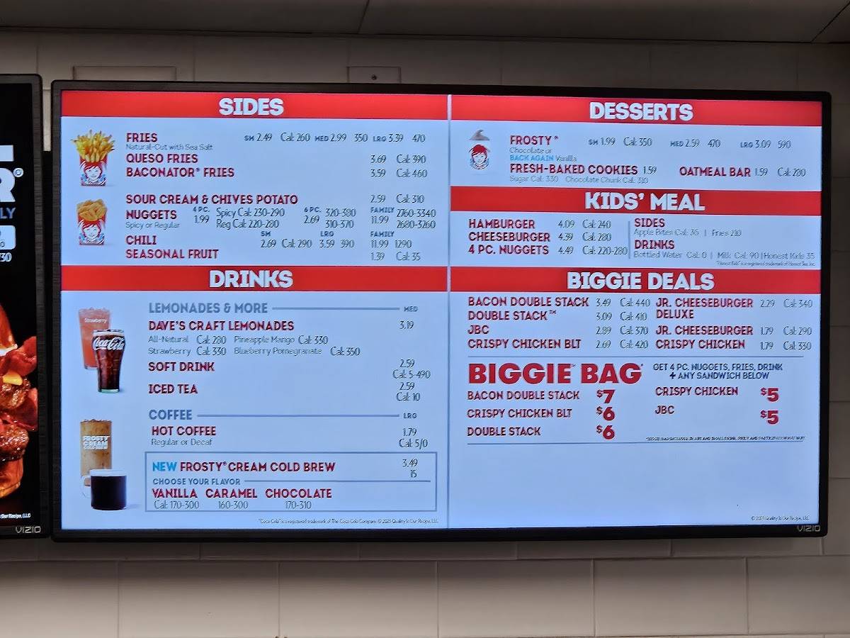 Wendy's меню