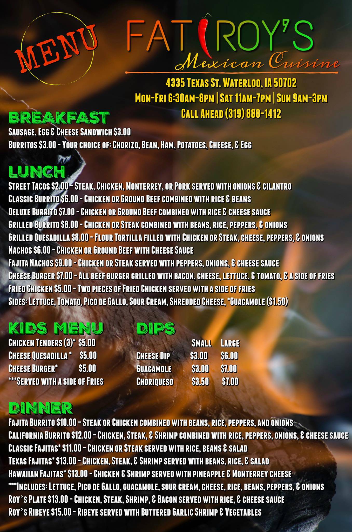 Fat Roy’s Mexican Cuisine меню