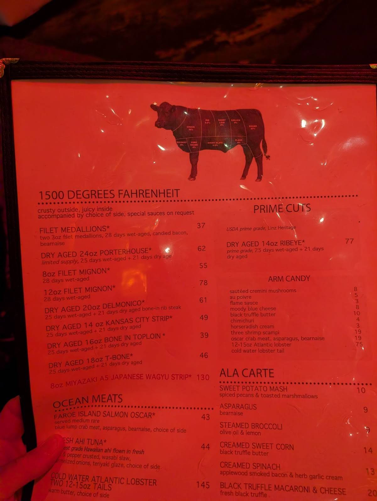 Flame Steakhouse & Wine Bar меню