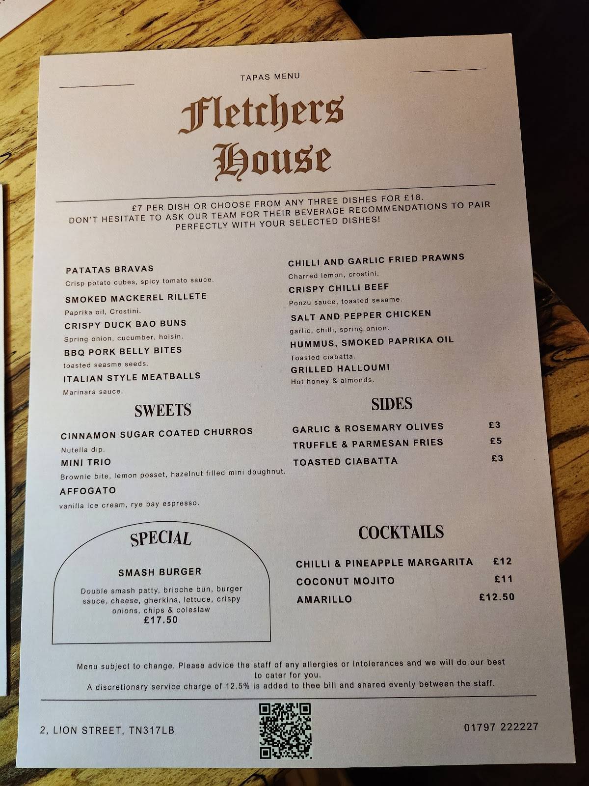 Fletchers House меню