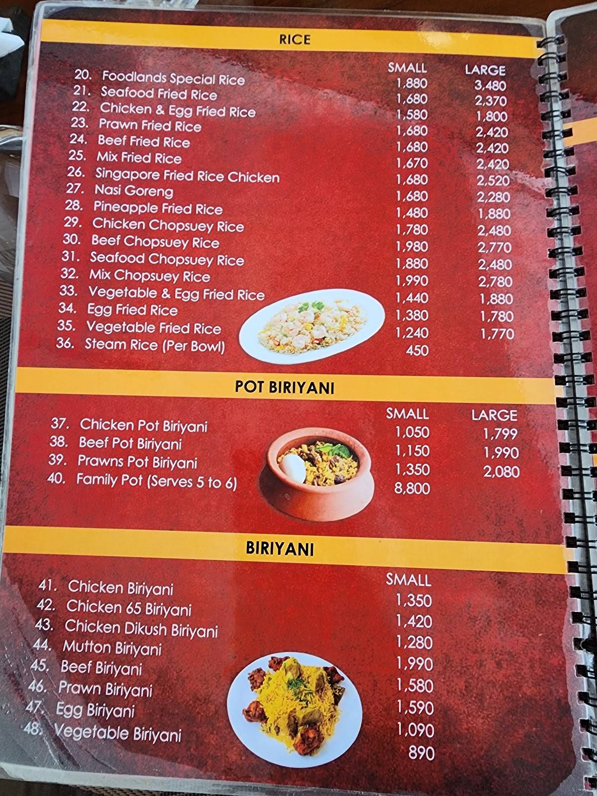 Foodlands Colombo меню