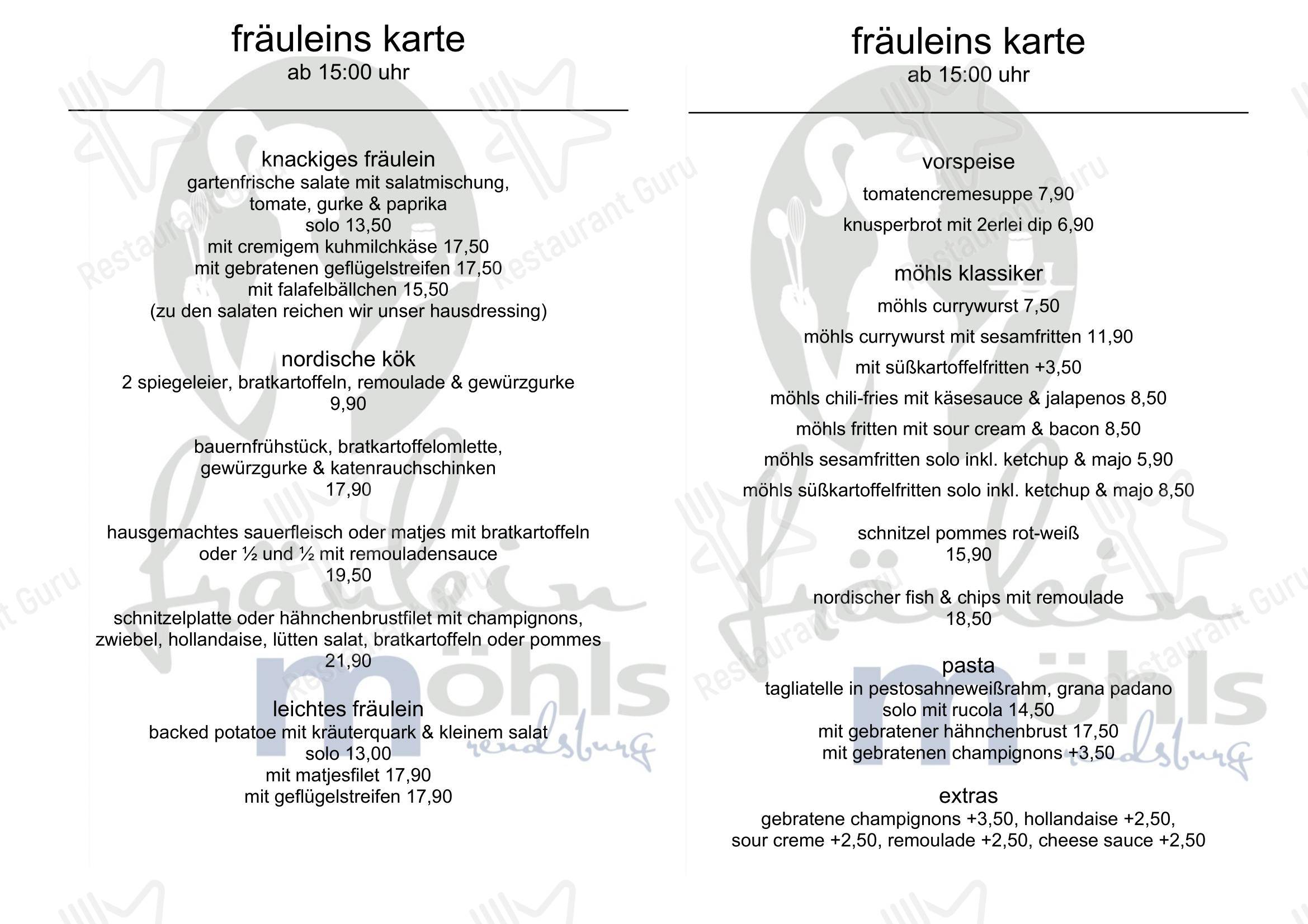 Fräulein Möhls в Рендсбурге - Меню напитков