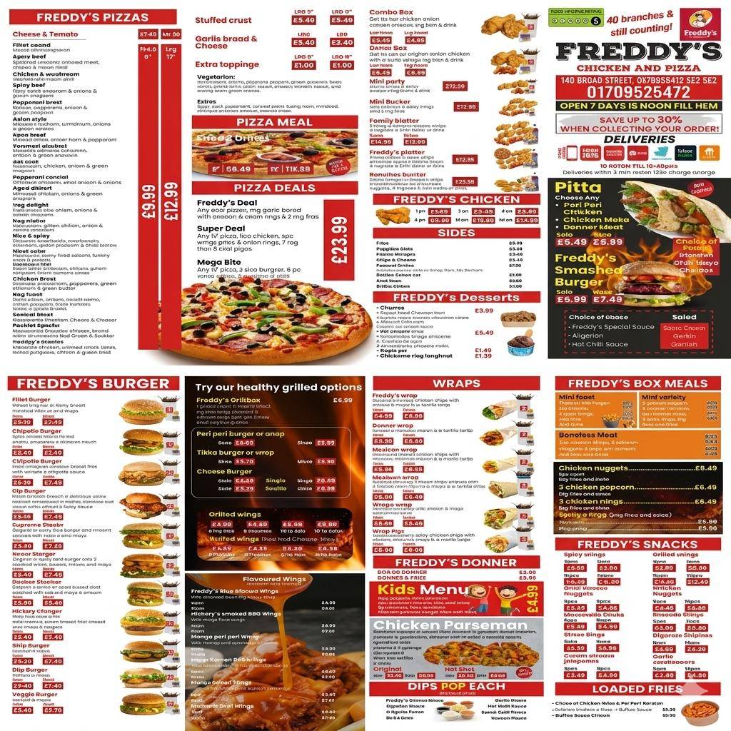 Freddys Chicken & Pizza Rotherham меню