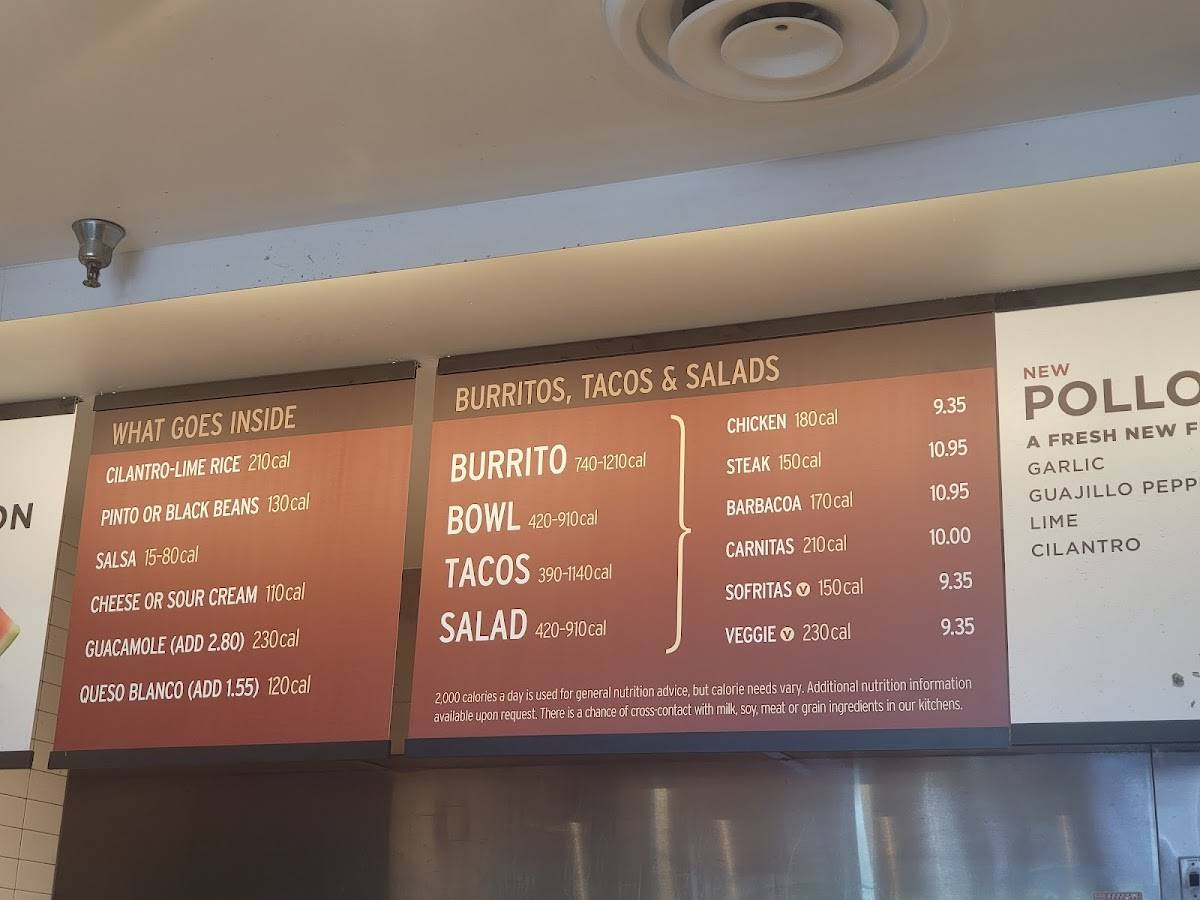 Chipotle Mexican Grill меню