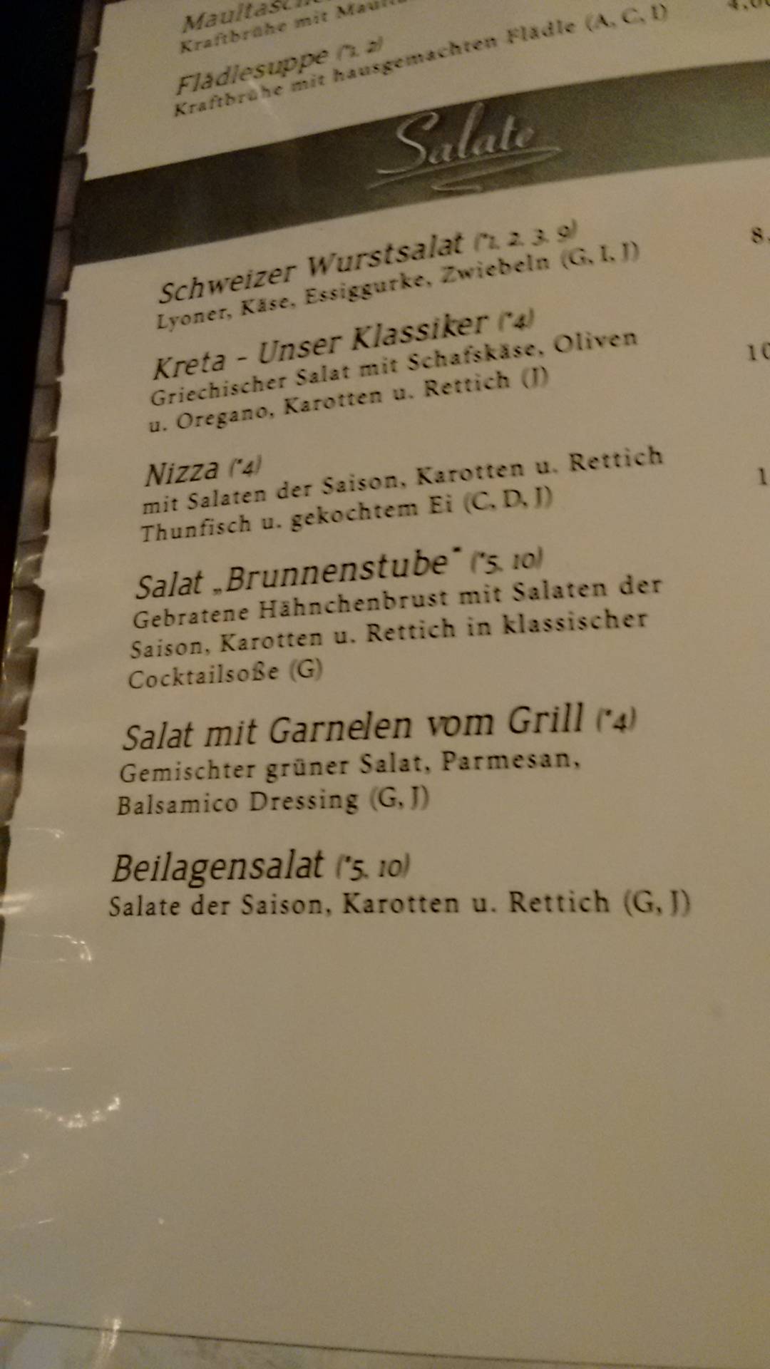Gaststätte Brunnenstube меню