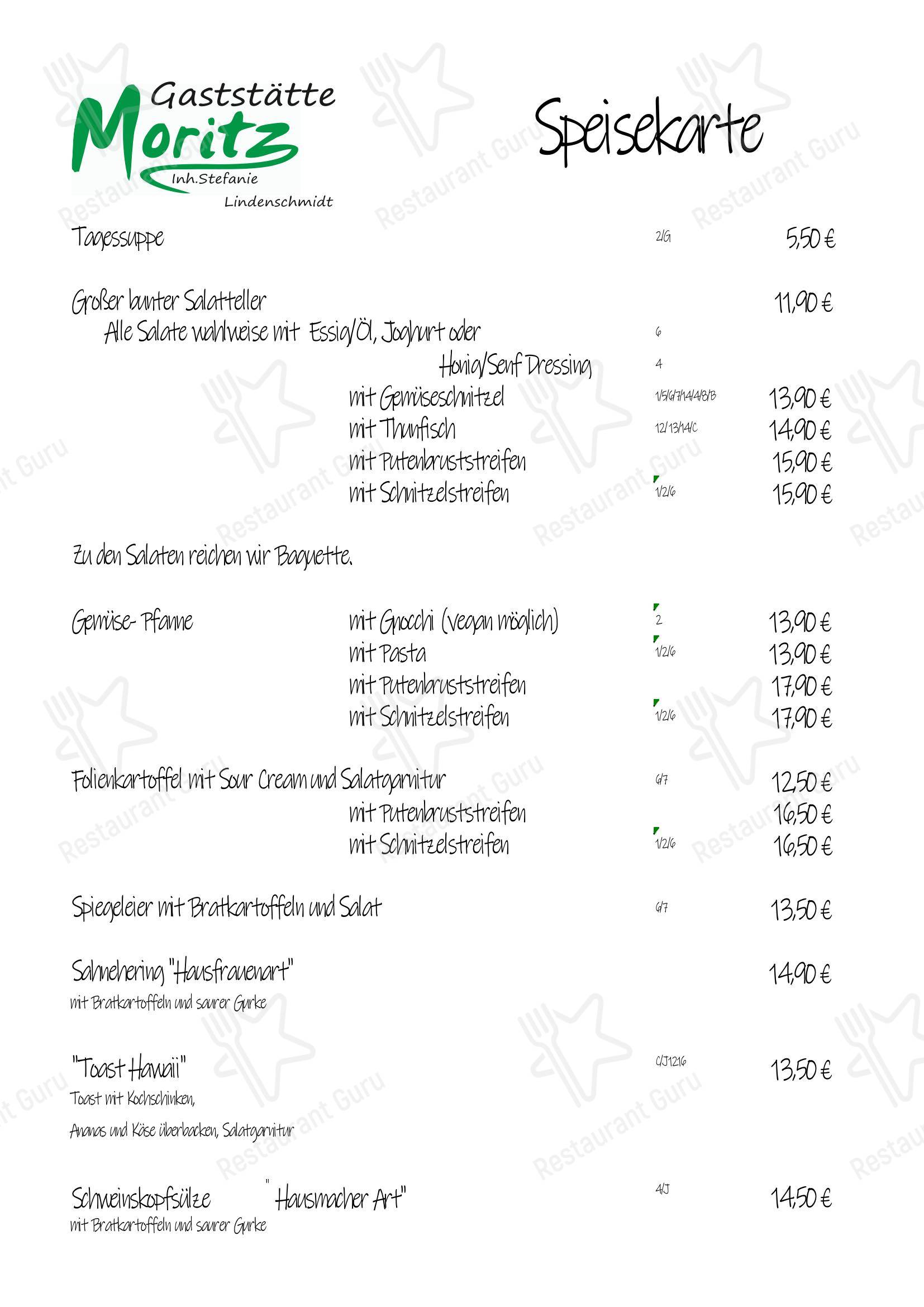 Меню ресторана Gaststätte Moritz - Коктейльная карта