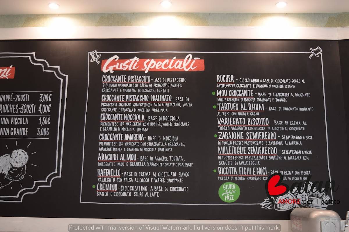 Gelateria Balan меню
