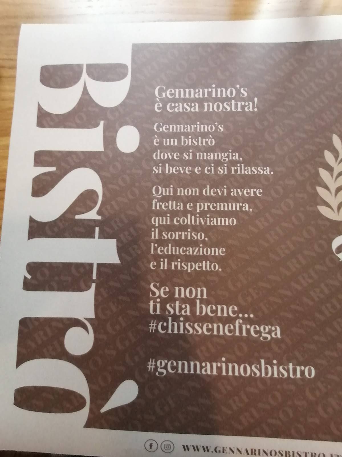 Gennarino's Bistrò меню