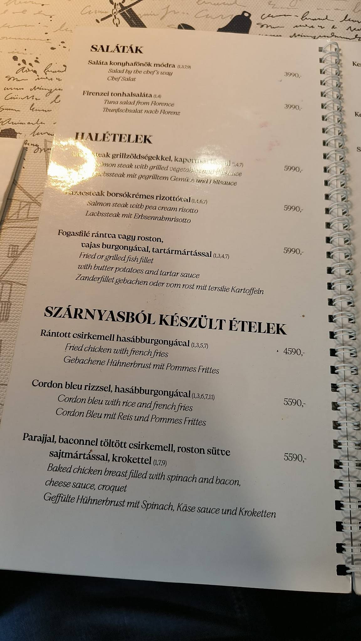 Gőzmalom Ristorante, Panzió & Pizzéria меню