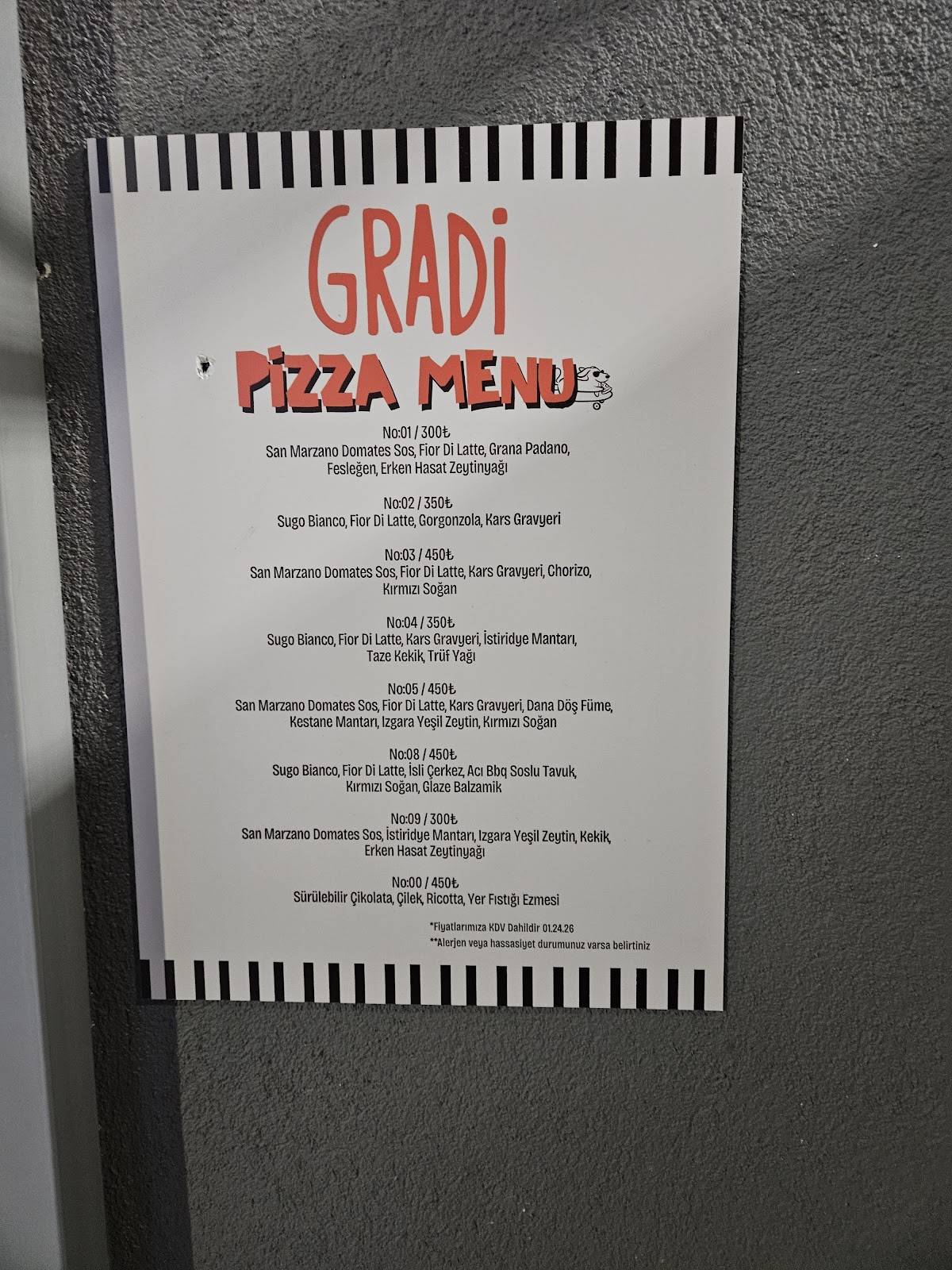 Gradi Kurtuluş меню