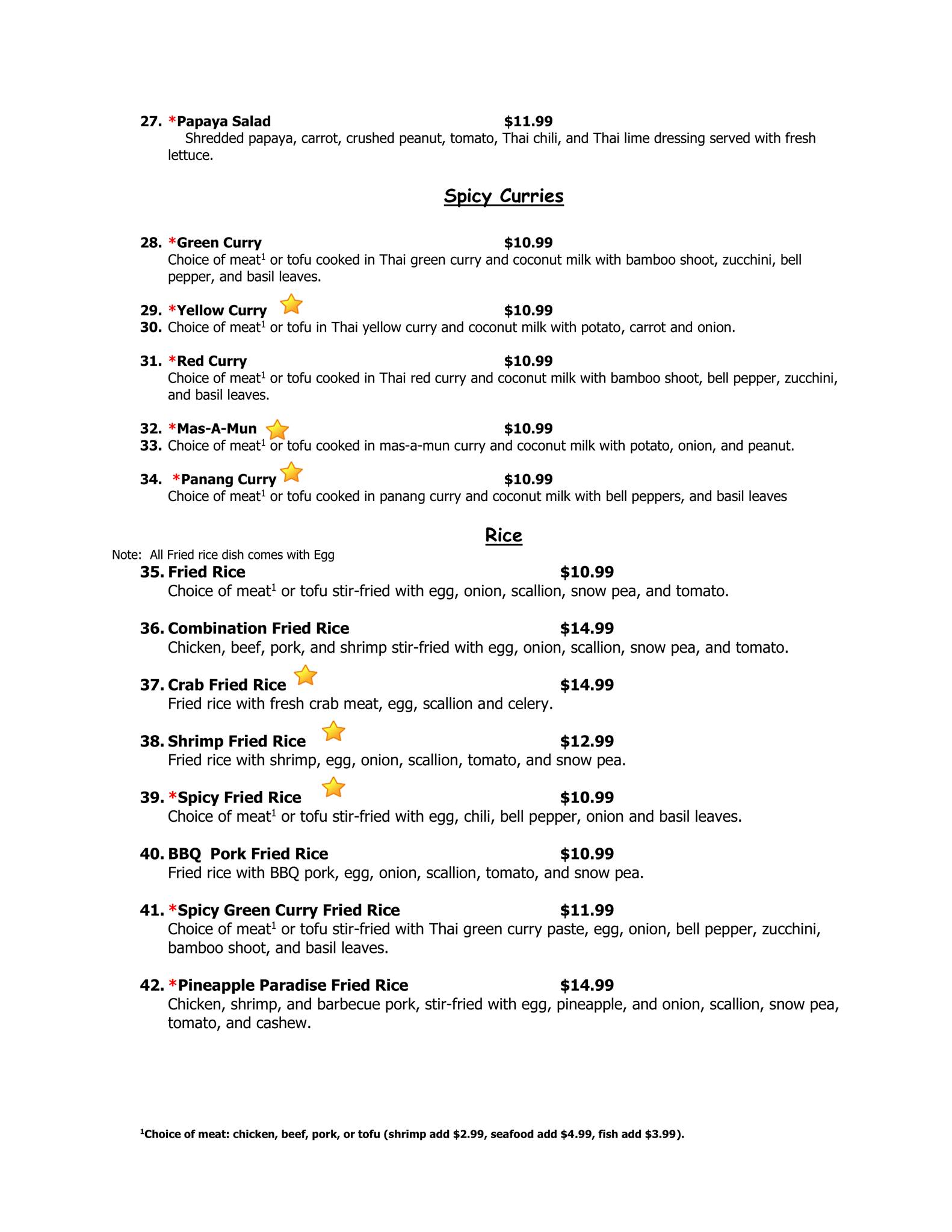 Thai Kitchen меню