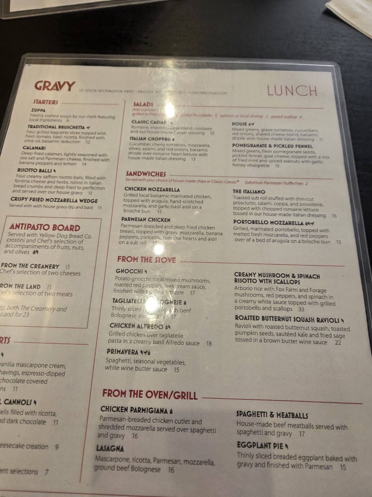 Gravy меню