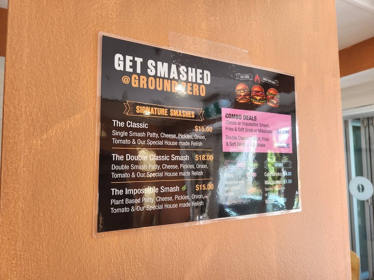 Ground Zero Cafe меню