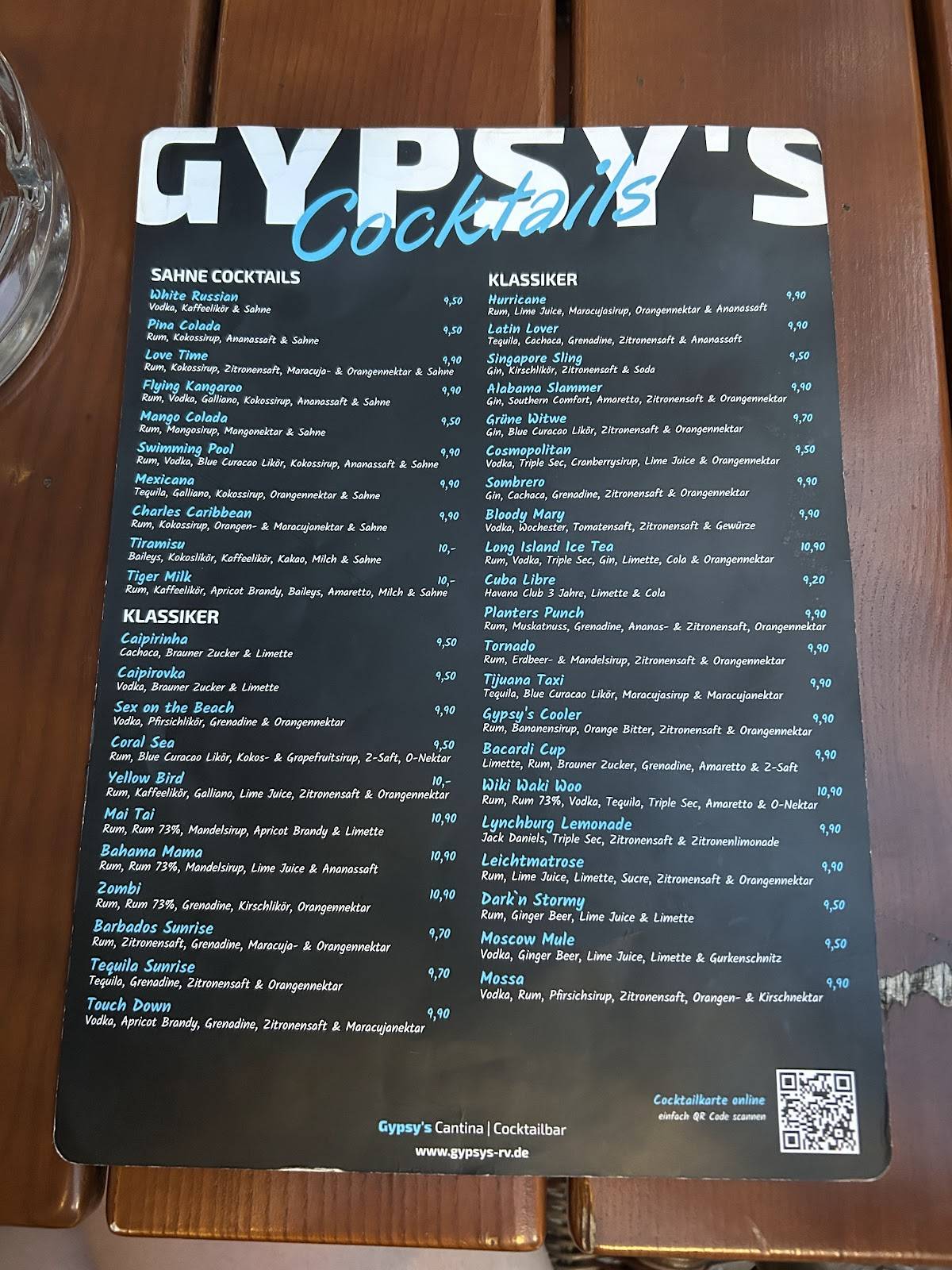 Gypsy`s меню