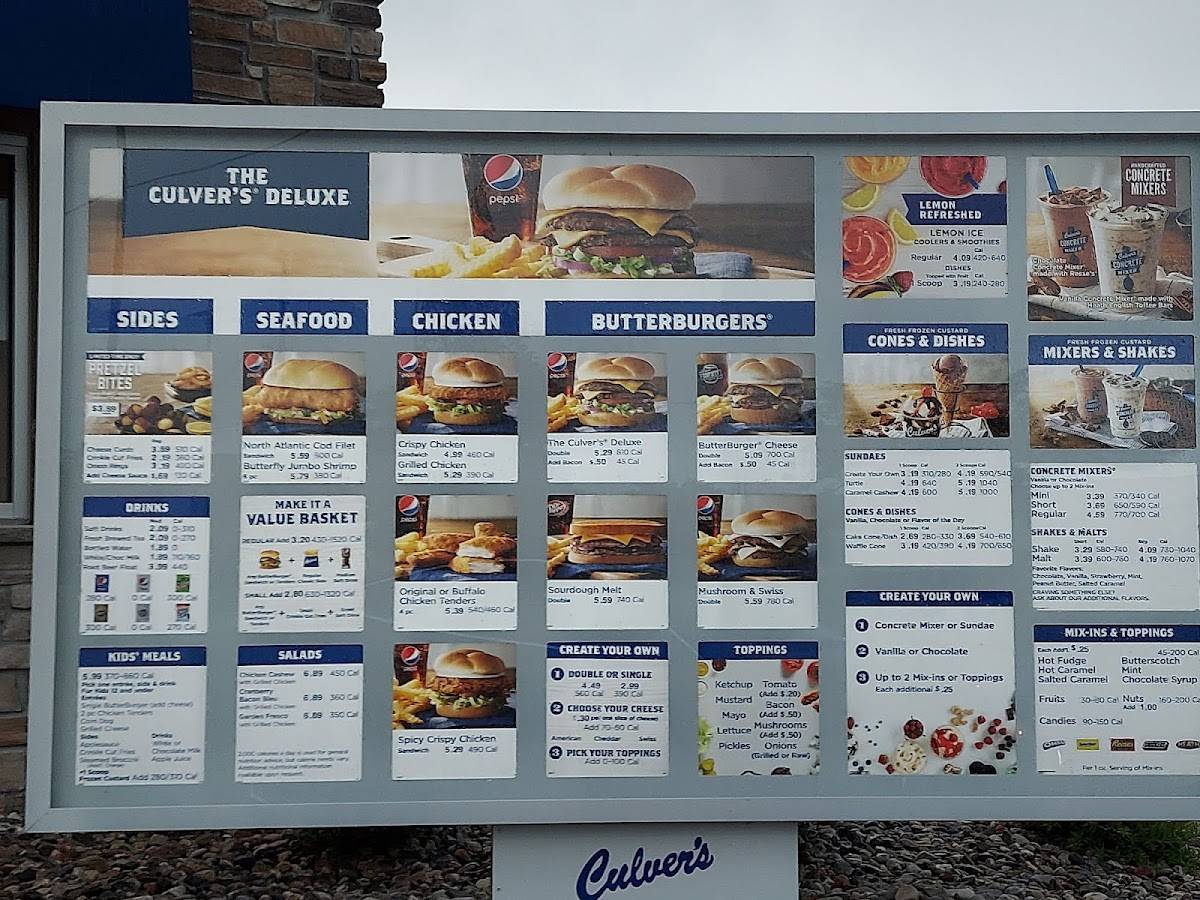 Culver’s меню