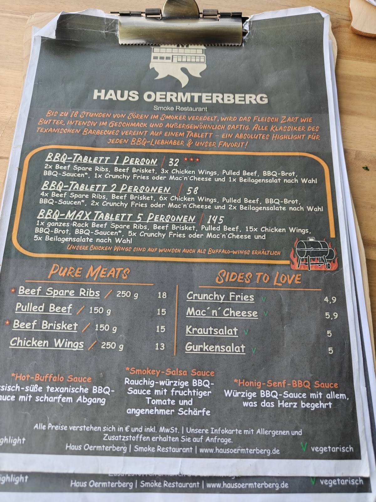 Haus Oermterberg - Smoke Restaurant меню