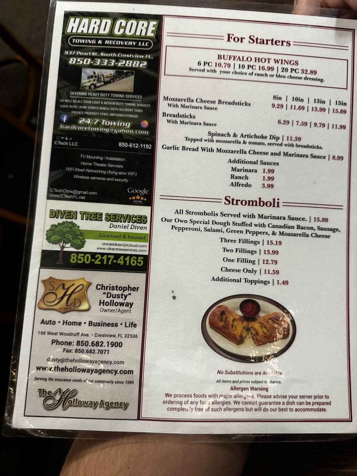 Hideaway Pizza меню