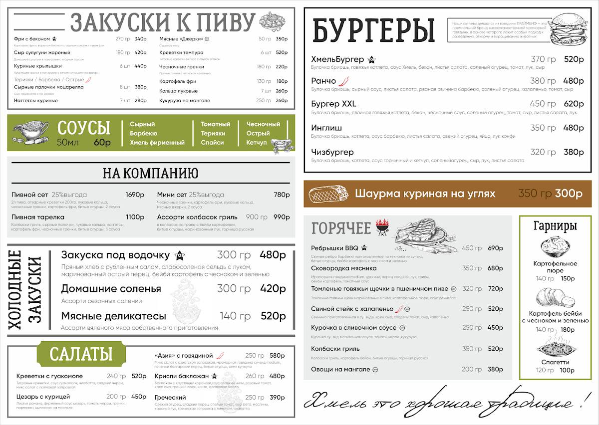 Grill&Bar Хмель меню