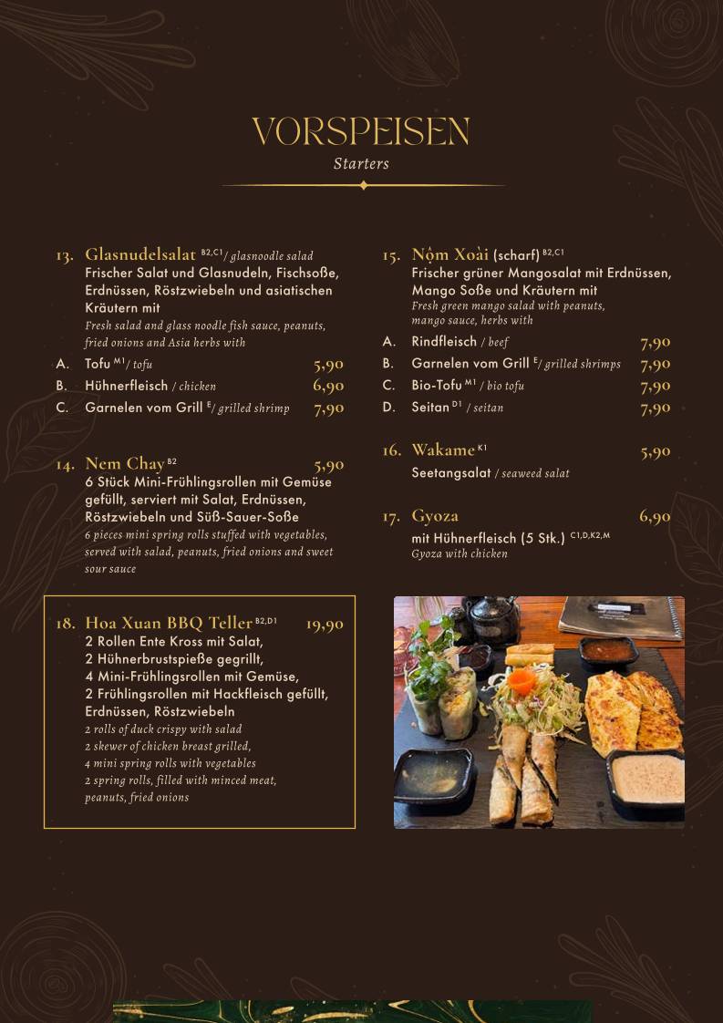Hoa Xuan Restaurant меню