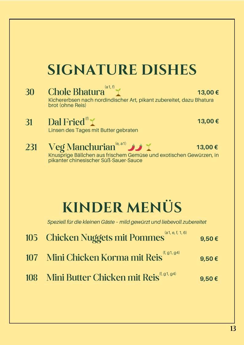 Goa (Indisches und Singapurisches Restaurant) меню