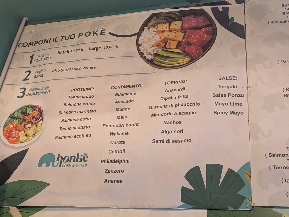 Honkè sushi poke Monteverde Roma меню