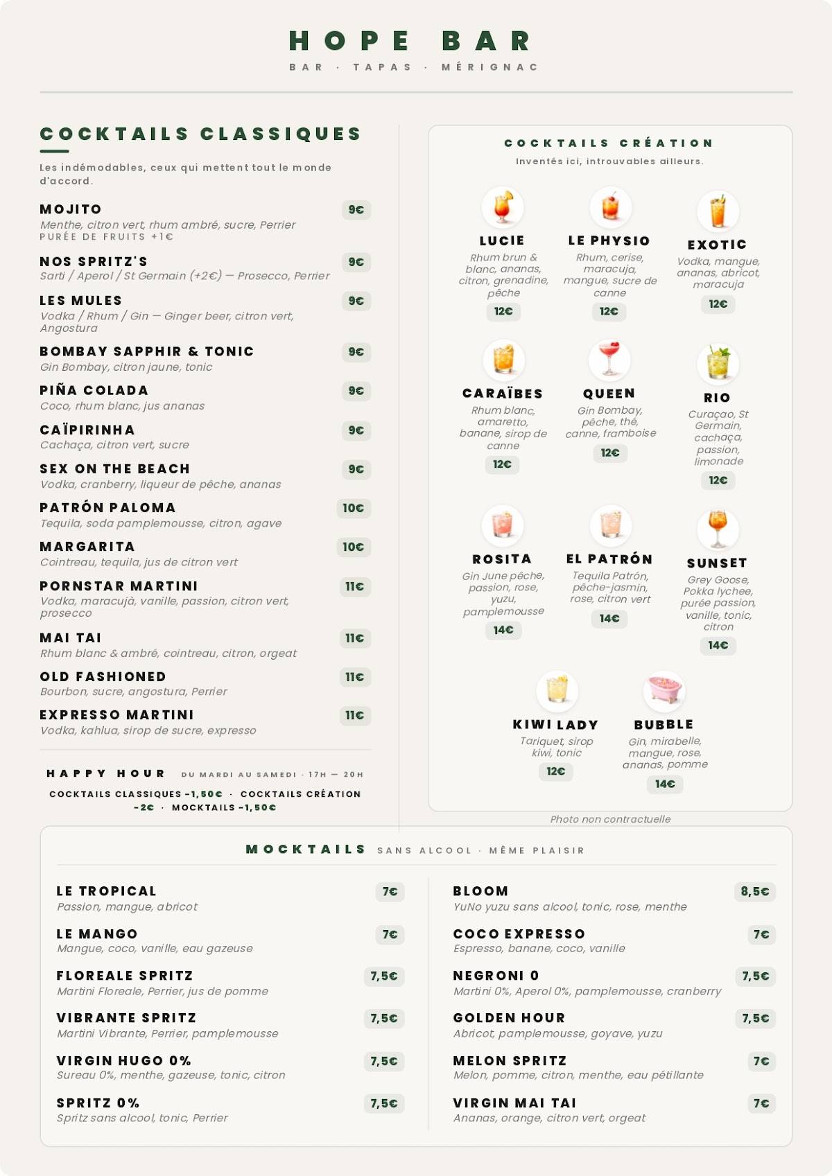 Hope - Bar - Tapas меню